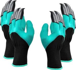 2 Pairs Gardening Work Gloves with Built-In Sturdy Claws for Digging, Planting, and Yard Work