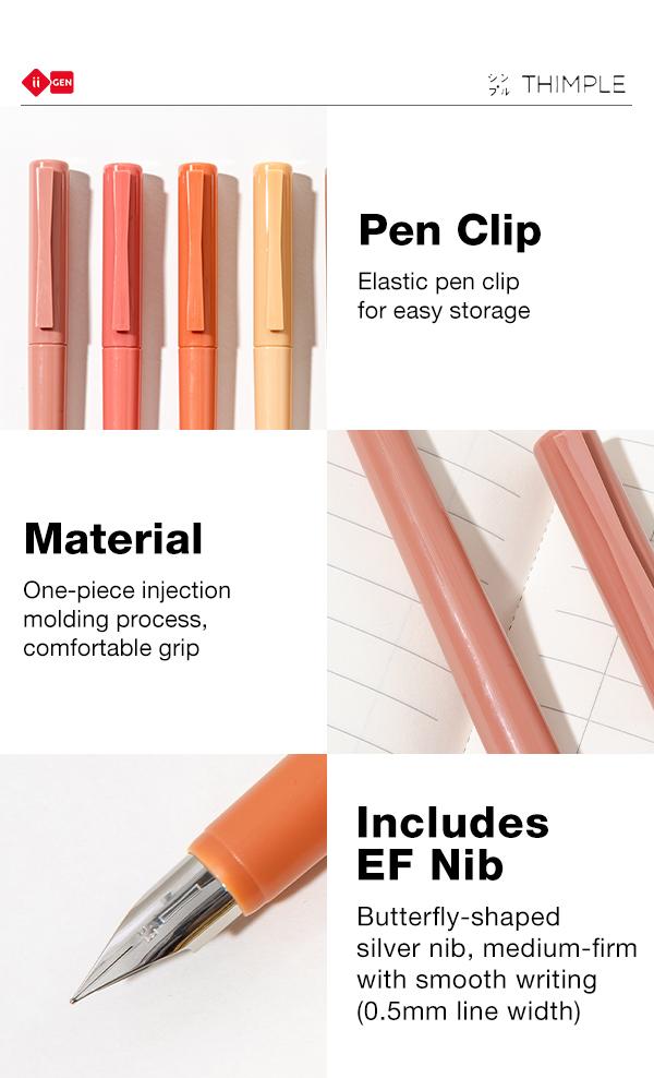 iiGEN THIMPLE  Fountain Pen Set, EF Nib with 2 Blue Ink Refills & INK-ABSORBING AID, Smooth Writing for Journaling, Students & Office, Sketching, School Supplies & Gifts