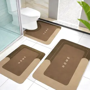 Set of 3 Absorbent Bath Mat Magic Rug Sets（0.12inch Thickness）, Quick Drying Bath Mat Non-Slip Floor Rug Rubber Backed for Bathroom Kitchen Shower Sink (23.22''x23.22''+19.29''x31.10''+15.35''x23.22'')Tapete de baño antideslizante