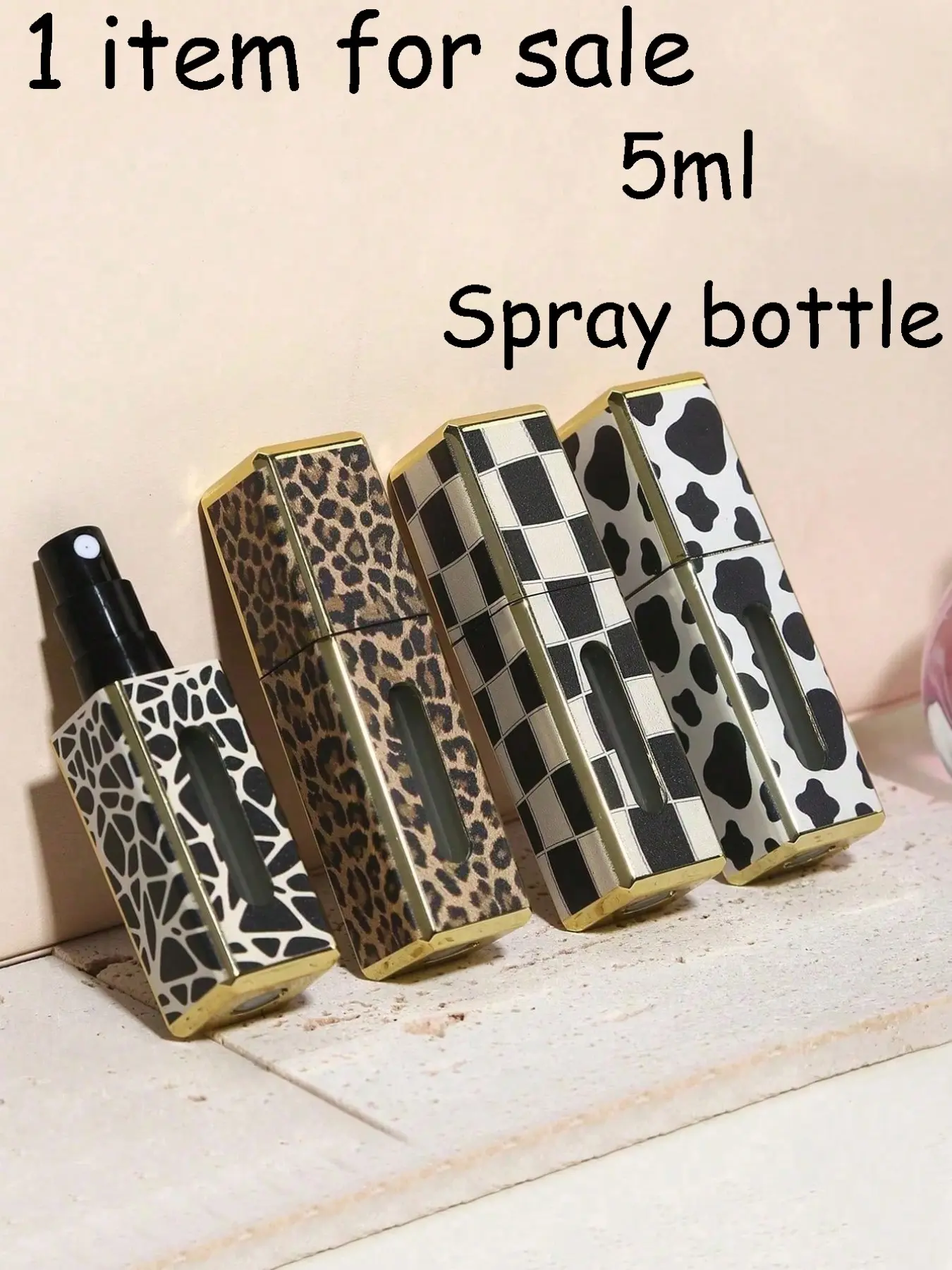 Portable Refillable Perfume Spray Bottle, Leopard Print Square Travel Atomizer, Reusable Mini Decorative Floral Pattern Scent Dispenser, Portable Perfume Bottles