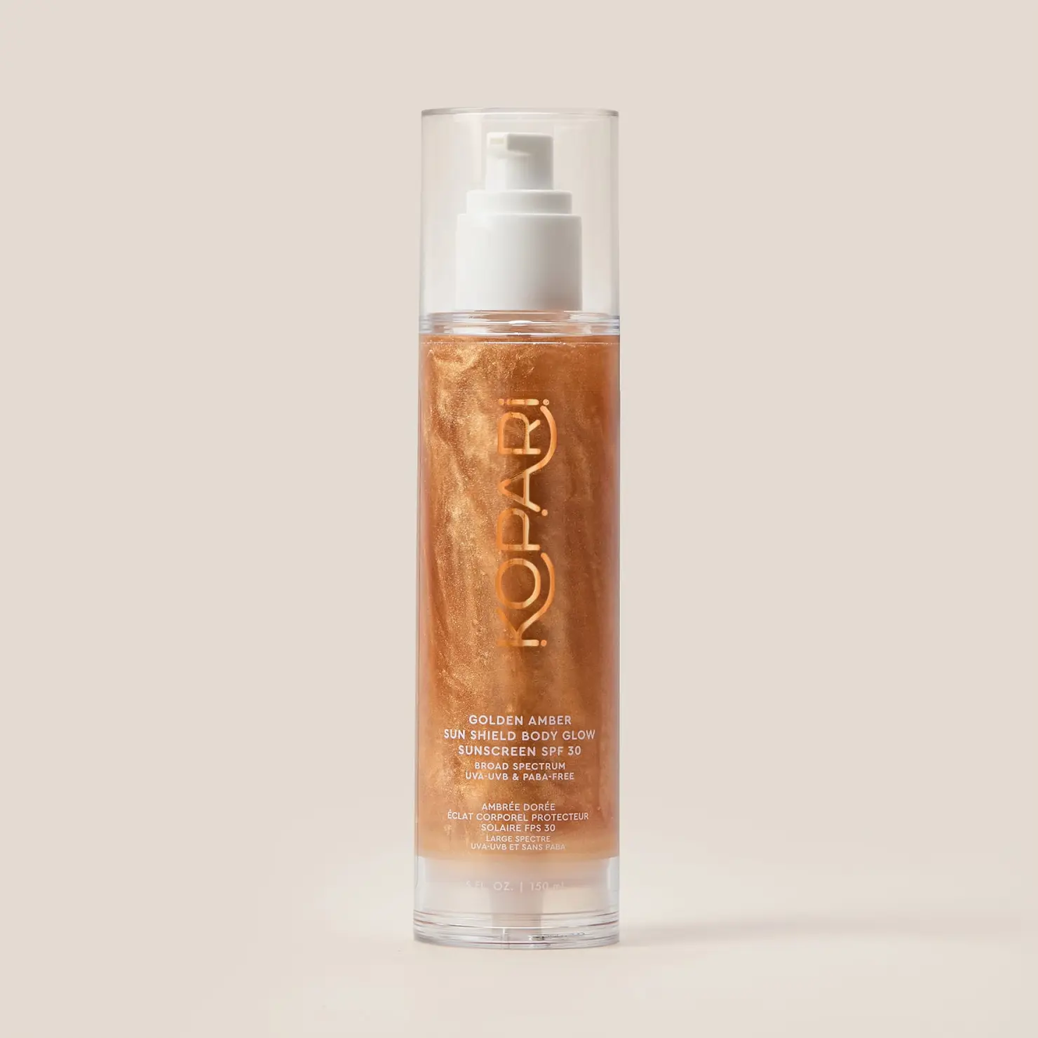 Kopari Golden Amber Sun Shield Body Glow SPF 30 – Lightweight Gel Sunscreen for Glowing Skin