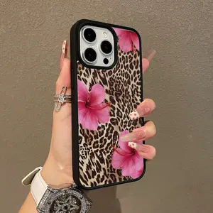 Multi-Functional Case for iPhone11/12/13/14/15/16/17 promax Bold Leopard Print & Pink Hibiscus Ready, Anti-Fall,Ultra-Thin Design |   Perfect for Everyday Use