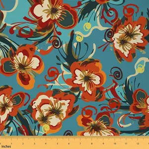 Floral Upholstery Fabric by The Yard,Vintage Style Flowers Pattern Reupholstery Fabric,Retro Fabric for Outdoor and Home DIY Projects,1 Yard, Durable Polyester, Elegant Floral Fabric