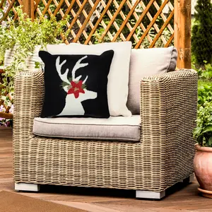 Lush Decor FRONTPORCH Indoor/Outdoor Handmade Pillow - Transitional Geometric Festive Animal Accent  (Reindeer)