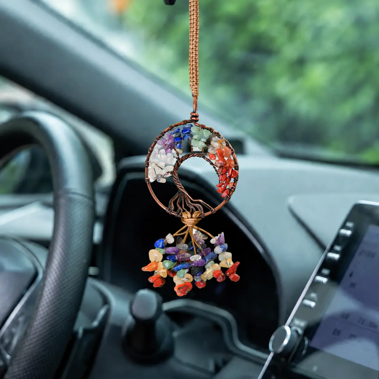 Tree Of Life Dream Catcher Car Hanging Decoration, Rear View Mirror Hanging Ornament, Car Interior Pendant, Car Decoration Accessories, Car Interior Accessory Hangable Hangable