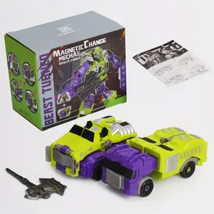 MIEBELY 4Pcs Unisex Magnetic Building Blocks Set - 4-in-1 STEM Learning Building Blocks Model,Crash & Transform Vehicle to Dino, No Battery Needed for Kids Age 3-12, Birthday Gift