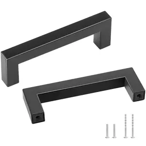 【Spotlight Day】VEVOR 30 Pack Cabinet Pulls, 3.86in / 96mm Center to Center Slim Square Kitchen Cabinet Drawer, Stainless Steel Modern Kitchen Cupboard Door Handles for Kitchen Bathroom Bar Hardware Matte Black
