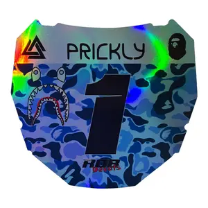 ODI Style Front Number Plate Decal — Blue Designer Camo (Holographic Chrome)