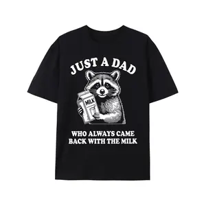 Custom Funny Raccoon Pattern Dad Humor Father's Day Gift, Casual Fit Cool Husband Detail Print Trendy Fashion Best Gift Choice Birthday Gift Comfortable Cotton T Shirts, Crew Neck and Short Sleeve T Shirts, Casual and Street