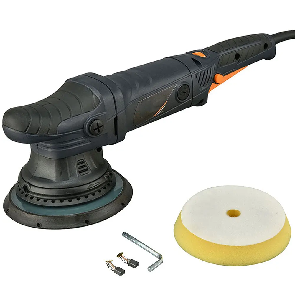 Dual Action Car Buffer, 21mm Random orbital Polisher, 6 Variable Speeds 2100-5000 OPM, 6 inch(150mm) backing plate with 4 polishing Pad, 4M(13ft) Long Cable for car polishing and waxing