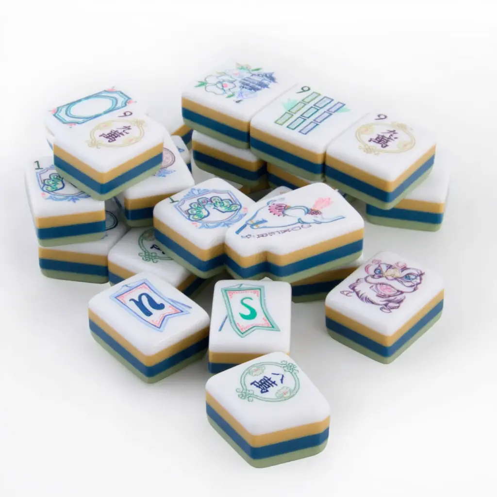 160pcs Engraved Full Color Emerald Crystal Acrylic American Mahjong Tiles Set, Outdoor Board Game for Camping, Hiking Sports & Outdoor Activities