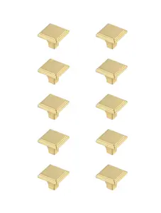 Elegant Decor KB2012-GD-10PK 1 in. Wilow Multipack Square Knob, Brushed Gold - Pack of 10, Modern
