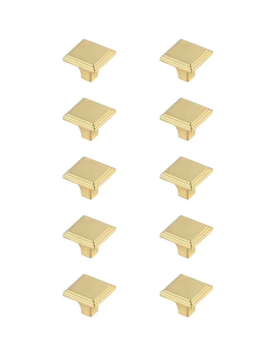 Elegant Decor KB2012-GD-10PK 1 in. Wilow Multipack Square Knob, Brushed Gold - Pack of 10, Modern