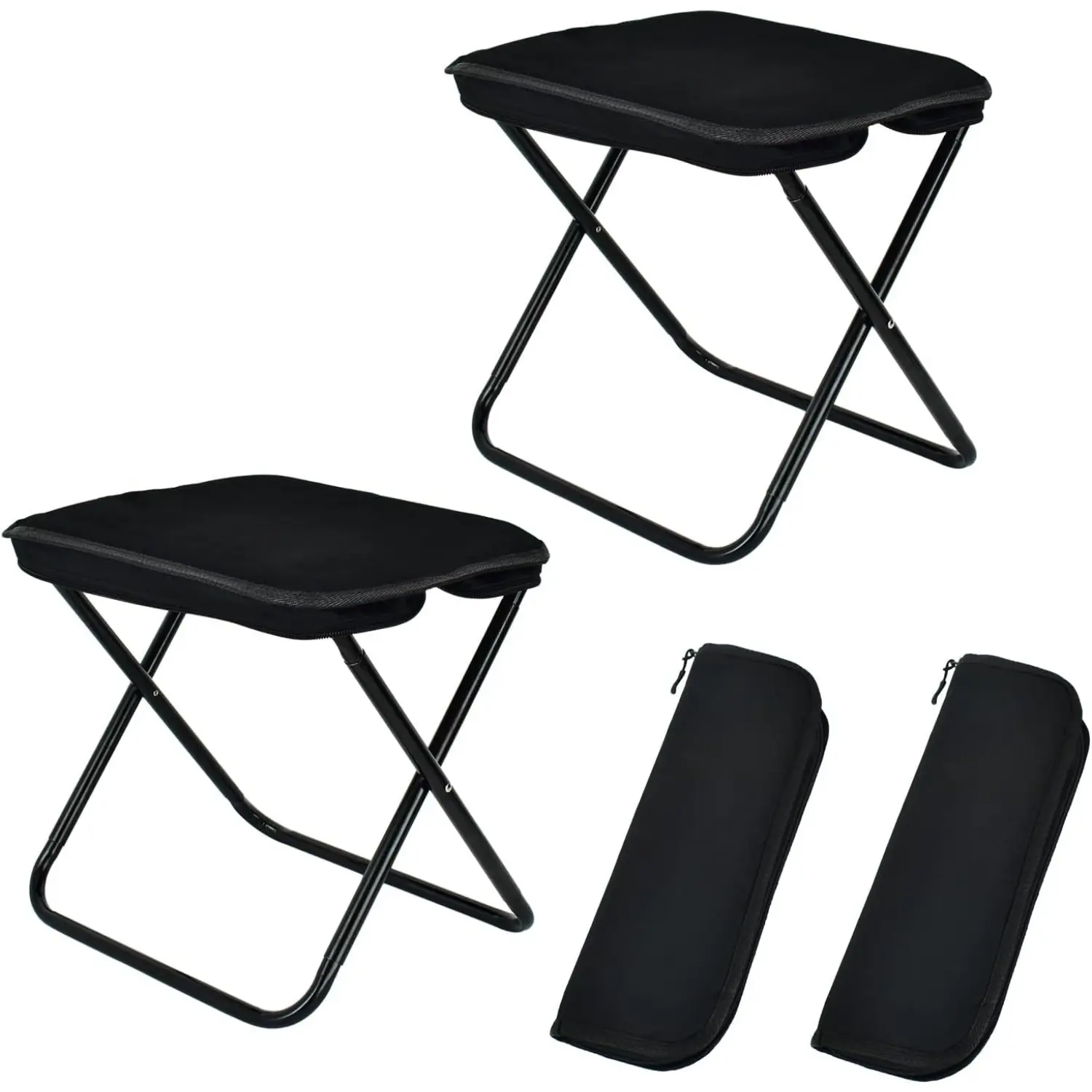2-Pack Stainless Steel Collapsible Folding Camping Chairs with Carrying Case, 330 lb Weight Capacity Compact Collapsible Chairs for Fishing, Lightweight Foldable Stool, Collapsible Folding Chair, 300 – 349 Lb
