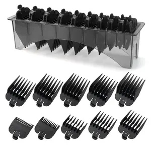 Clipper Guards Set Compatible with Most Wahl Clippers with Holder, Clipper Guides Replacement - 1/16" to 1", 10 Piece Set, Black Color
