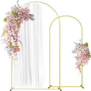 Set of 2 Gold Metal Wedding Arch Stand, Arched Backdrop Frame for Wedding Ceremony,Outdoor Indoor Birthday Party,Anniversary,Graduation Decoration