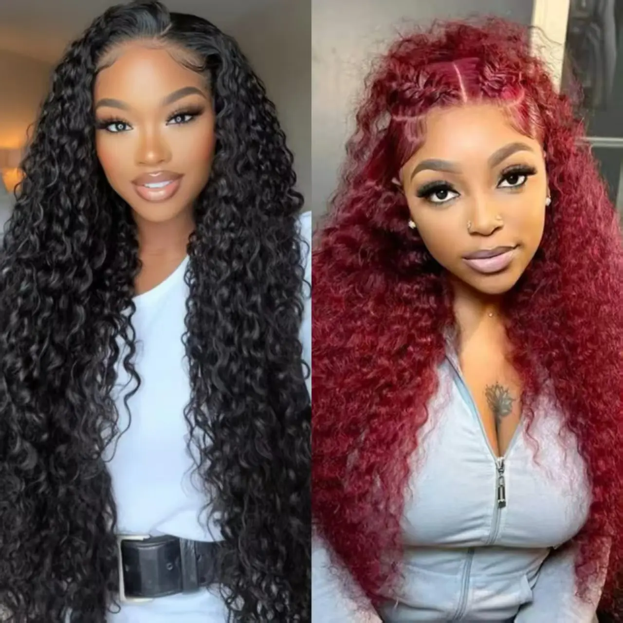 [Combo sale 28"&22"]"  2 wig " 99J Jerry  Curly Lace Front Wigs 13x4 Human Hair with Baby Hair 180%Density Straight Human Hair Wigs for Women