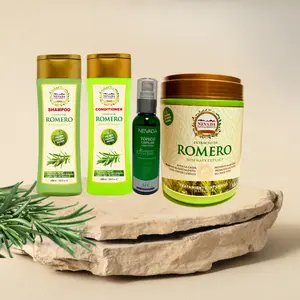 Romero Crecepelo Kit Completo, Shampoo, acondicionador, tratamiento intensivo y tónico capilar. formulado para estimular el crecimiento del cabello. Haircare Conditioner Shampoo Aloe