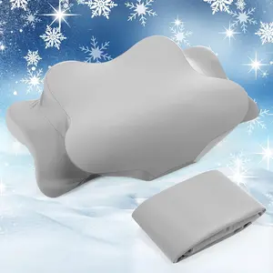 Cooling Cervical Neck Pillowcase Cover (Only Pillow Case) Ergonomic Pillowcase with Zipper Breathable Pillow Cover for Side Back Stomach Sleepers (Gray,Standard Size)