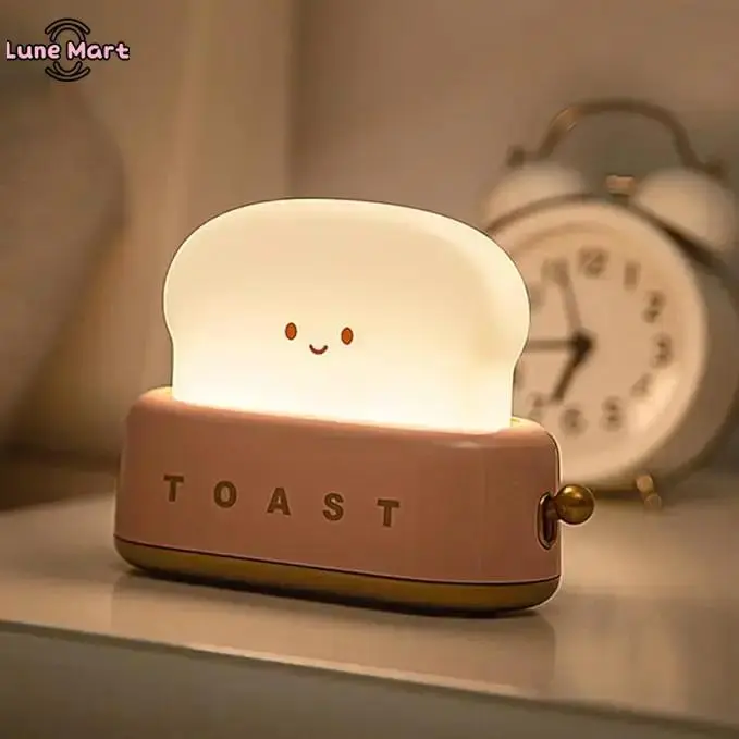 Cute Toast Bread LED Table Lamp for Kids, Rechargeable Night Light with Timer - Playful LED Decoration for Cozy Bedroom Lighting, Lamp With Timer, Cozy Lighting, Decorative Lights, Bedside Bedroom Lamp, Decorative Mood Lamp