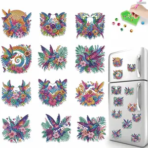 2D FLAT12Pcs Diamond Art Magnets Kits Rhinestone Refrigerator Gem Crafts Diamond Painting Kits Refrigerator Magnet DIY Crafts Kits for AdultsDiamonds Painting Kits Includes All the Materials, Offering a Relaxing and Enjoyable Crafting Experience