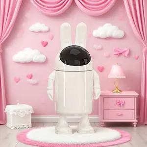 Fashion Rabbit Trash Bin 1L Small Wastebasket with Cute Design for Home Office Storage Organization