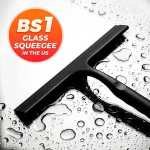 10 Inch Black Silicone Wrapped Stainless Steel All-Purpose Squeegee - for Shower Glass, Window, Mirror, Tile & Car