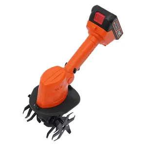 21V Cordless Handheld Mini Tiller Cultivator 10cm Tilling Width Depth 1500mAh Li-ion Battery for Lawn Greenhouse Wasteland Soil Loosening Weeding Lightweight Easy Operation