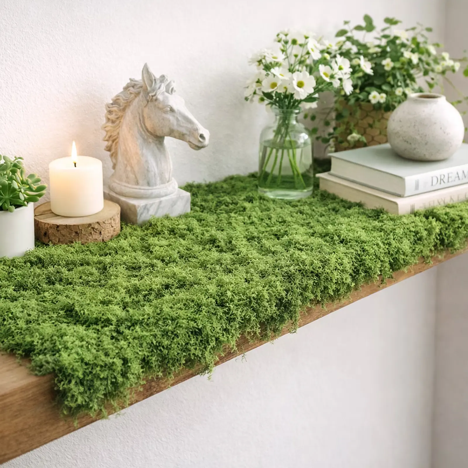 19.7x39.37inch Artificial Moss Mat for Indoor Outdoor Decorative Wall & Table Decor Sustainable Nylon Material Christmas Festival Decoration Micro Landscape Making Fake Flower Plants Nature flower bouquets living room decor artificial flowers for outside