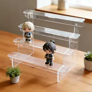 3 Layer Transparent Acrylic Labubu Display Stand, Modern Simple Design, Collectible Showcase with 3 Compartments, Durable Multi-Compartment Rack