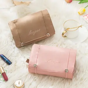 2PACK portable Roll Up Makeup Bag, Hanging Toiletry Bag, 4 in 1 Detachable Cosmetic Bag, 4 Removable Storage Bags,  Travel Accessories Must-Have, Washable Cosmetic Organizer for Outdoor Adventures