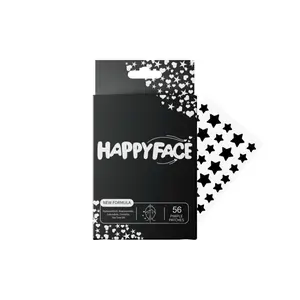HappyFace EMO pimple patches, black star acne spot dots, party pack 56, 112, 224 count, hydrocolloid, Skincare, Skin Repair