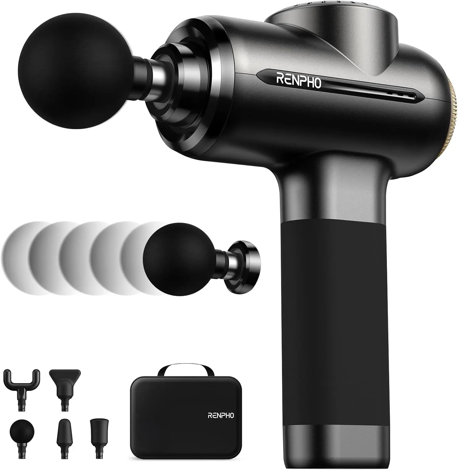 RENPHO Active Evo Massage Gun, Gifts for Men Women Deep Tissue Back Handheld Massage with 8-12mm Amplitude Heavy-Duty, FSA Approved Percussion Professional Muscle Massager Gun for Athtetes HSA
