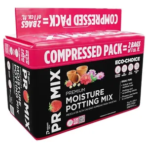 212 MAIN Pro-Mix 7039634 Ready-to-Use Potting Mix, 2 CFM, Coco Fiber Blend, Compressed Pack, Enhanced Moisture Retention & Water Uptake for Home Garden Improvement, Moisture Hold
