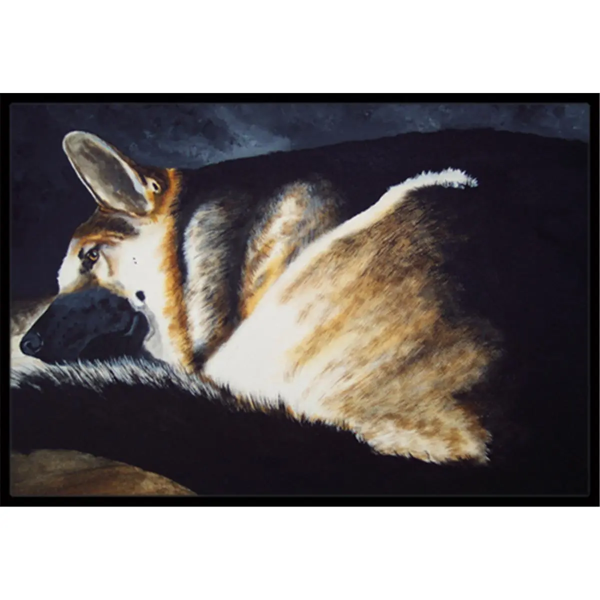 212 MAIN Day Dreamer German Shepherd Artwork Animal Rug - 24x0.15x36 in Indoor/Outdoor Durable, Fade-Resistant, Anti-Skid Rubber-Backed Mat for Room Decor, Animal Rugs