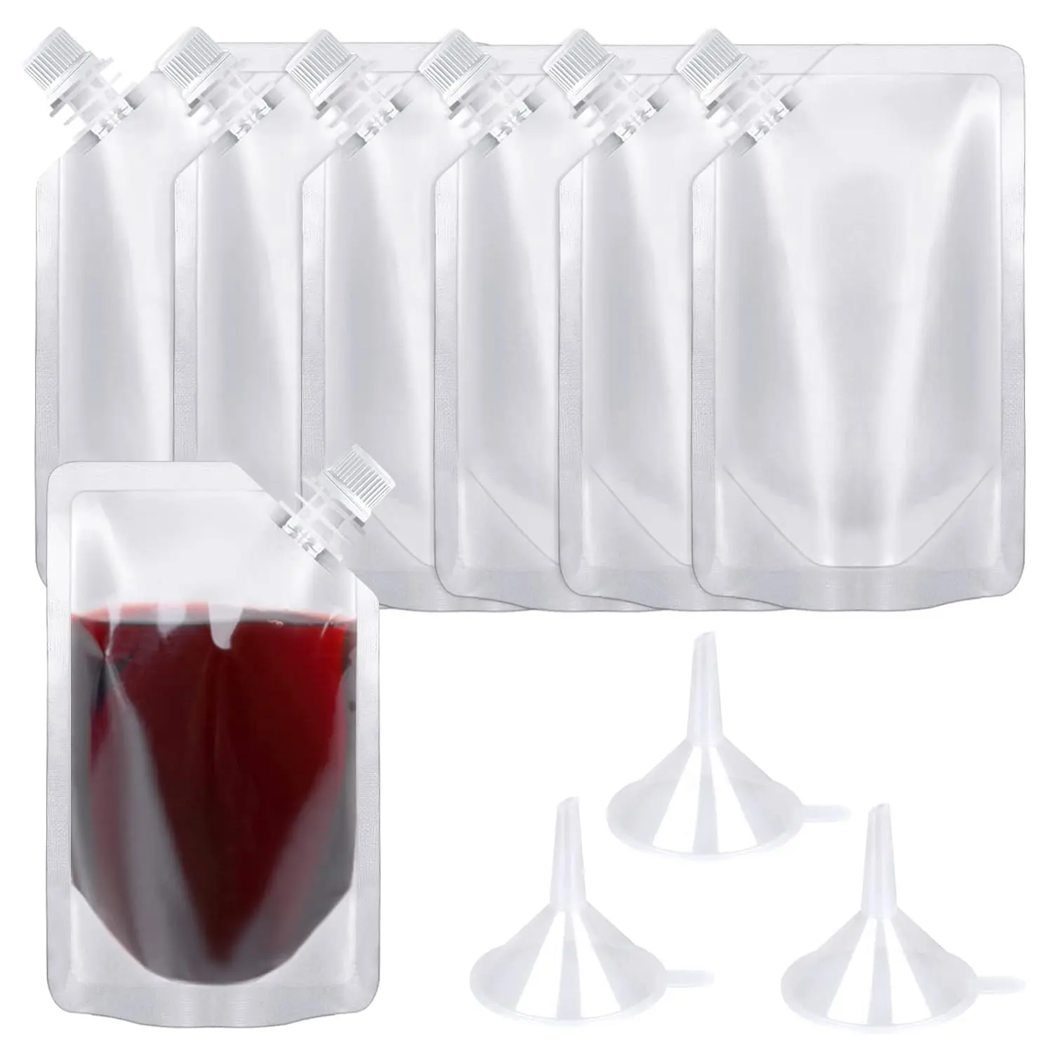 24 count Plastic Flasks, 8 Oz Concealable and  Drink Pouches, Leak-Proof  Grade Plastic for Travel (8OZ-24PCS +3 Funnels)