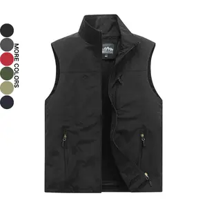 Men’s stand-collar embroidered vest, sleeveless casual outdoor vest for spring/autumn, star print available.