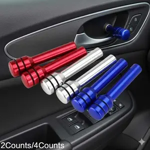 Premium Car Door Lock Knob Cover - Heavy-Duty Aluminum Anti-Slip Handle for Trucks & Vehicles, Universal Fit Front/Rear Door, Easy Installation, Rust-Proof Protection to Extend Lifespan, Upgrade Interior Lock Accessory.