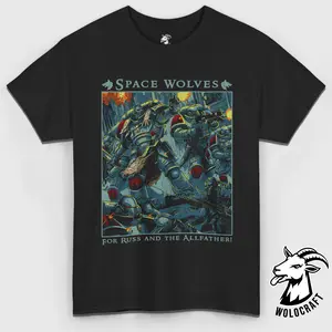 Warhammer 40K Space Wolves T-Shirt – For Russ and the Allfather Graphic Tee, Space Marine Chapter Shirt, Unisex Cotton Top for Sci-Fi Gamers & Collectors, Grimdark Fan Apparel