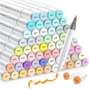 Caliart 61 Colors Brush  Fine Permanent Alcohol Markers, Dual Tip Artist Sketch Art Markers Set for Adult Coloring Book, Aesthetic Cute School Supplies, Pens for Drawing Coloring Illustrations