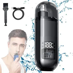 Nose Hair Trimmer for Men Women Rechargeable Painless Eyebrow Facial Hair Shaver LED Display Waterproof Dual Edge Blades Clipper Compact Portable IPX7 Safe Distance Trimming