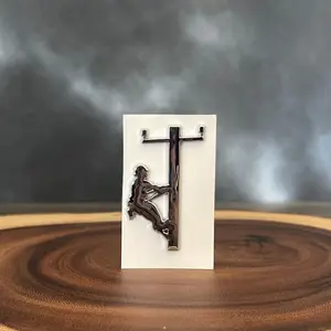 Lineman on Pole 3D Metal-Like Sticker - Original Product Title with No Additional Information Provided