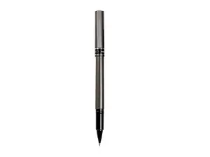 Uni-Ball Classic Deluxe Rollerball Pen - 0.5mm Micro Tip, Black Waterproof Quick-Dry Fade-Proof Ink, Brushed Steel Gray Barrel, Office Stationery Writing Tool, Quick-Dry Ink