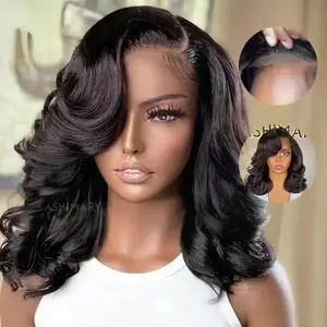【 POV: You Forget you Had on a Wig 】Salon Style C Part Side Pre Styled Body Wave Layer Cut 250% Density Glueless Ready To Go Wig 6x4.5 Lace Invisi-Drawstring Short Bob Wigs Pre Everything Human Hair Wigs Pre Plucked Pre Cut For Black Women#Summervibes