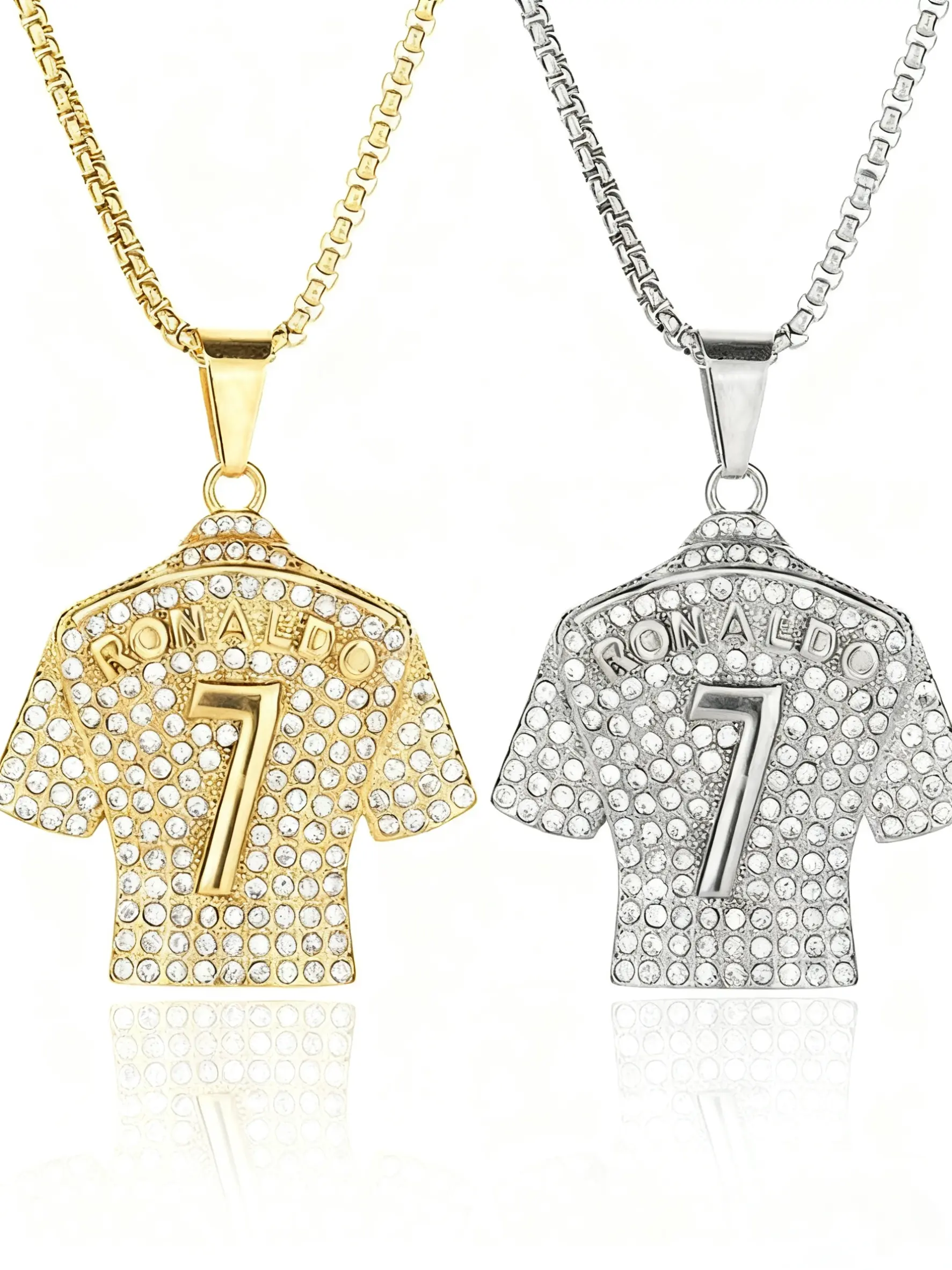Men's Stainless Steel Pendant Necklace, Football Star Rhinestone Design, Lucky Numbers 7 & 10, Hip Hop Daily Wear Jewelry Gift