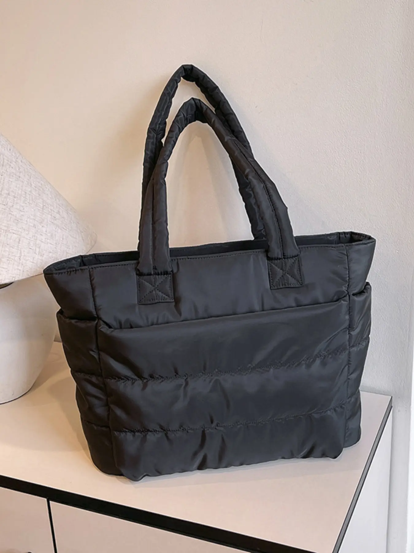 Bagsmart Puffy Bubble Tote Bag for Women, Three Sizes, Padding Laptop Shoulder Backpack, Lightweight Office Tote, Office Work Bag, Multiple Compartments, Zip Closure, Quilted Tote Bag, Puffer Laptop Tote, Commuter Tote Bag
