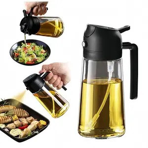 2-In-1 Cooking Oil Spray Bottle, Olive Oil Sprayer, Kitchen Tool Oil Dispenser, Kitchen Gadgets, 16 Oz/470 Ml Food Grade Oil Container, Ideal for Salads, Air Fryer, BBQ (transparent)
