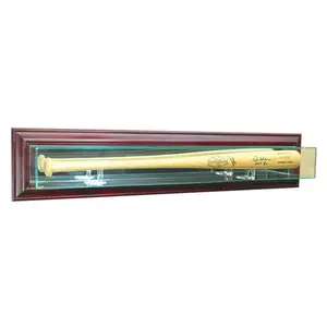 212 MAIN Wall-Mounted Baseball Bat Display Case - Cherry Finish, Wood Frame, Mirror Back, UV-Protected Sports Collectibles Accessory