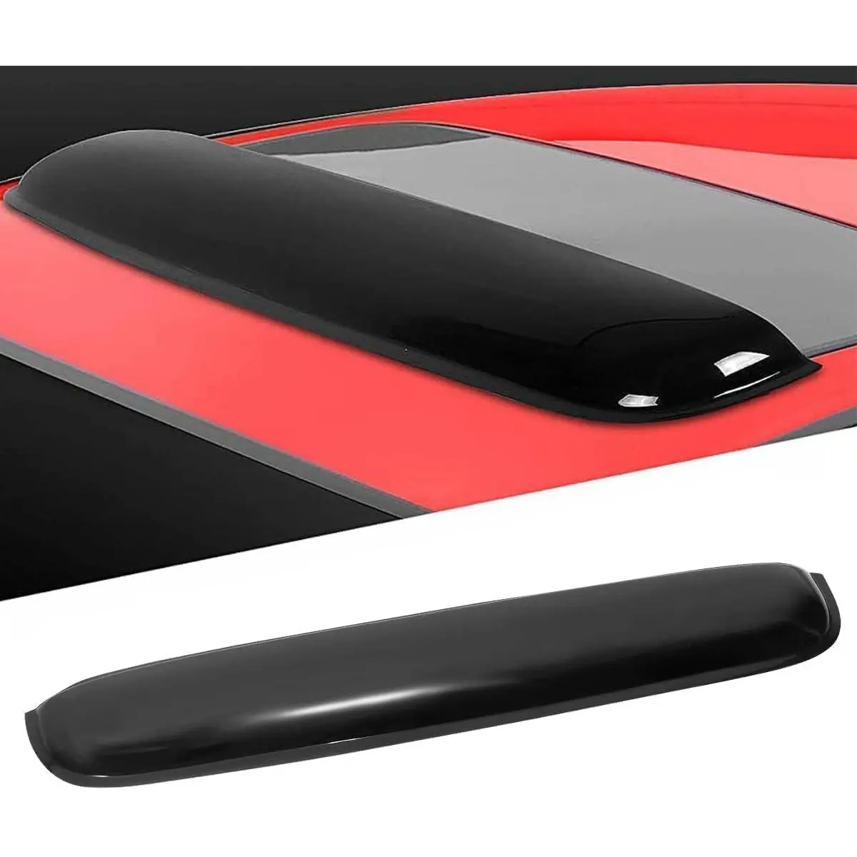 1pc RN98 Model 38in Universal Shatterproof Tape-On Dark Smoke Tint Auto Sunroof Wind Deflector, Reinforced Acrylic Vent Deflector, UV Protection, Easy Install, Rain Shield, Wind Deflection, Streamlined Flexible Design, Fits Sunroofs Not Wider Than 36.8in