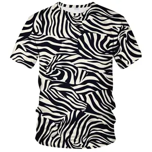 Unisex Black & White Zebra Stripe Print T - Shirt, Casual Daily/Street Style, Versatile for Men & Women, Perfect for Work, Dates, Parties, Stylish Animal Pattern Tee